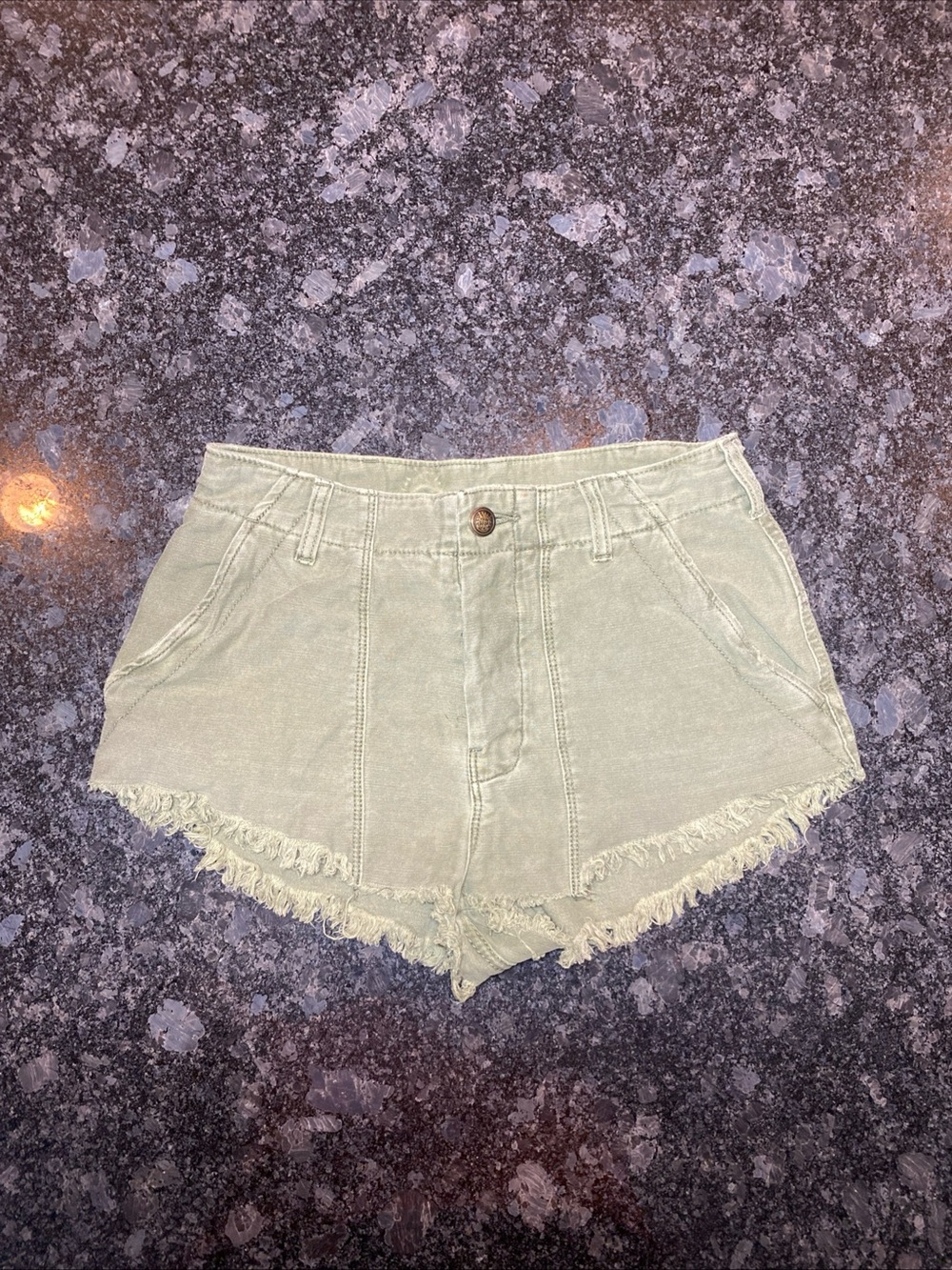 Free People Mini Shorts Khaki Green Size 2 pockets